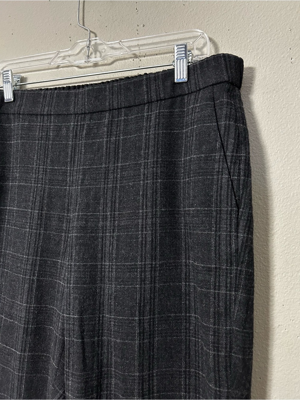 Eileen Fisher Womens Charcoal Grey Windowpane Plaid Ankle Pants Tapered Size M - Picture 3 of 11